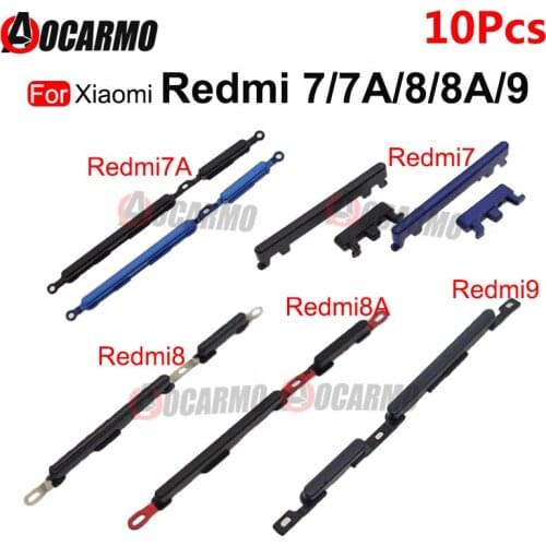 10Pcs Volume Up Down Power On Off Side Key Button For Xiaomi Redmi 7 7A 8 8A 9 Replacement Repair Parts