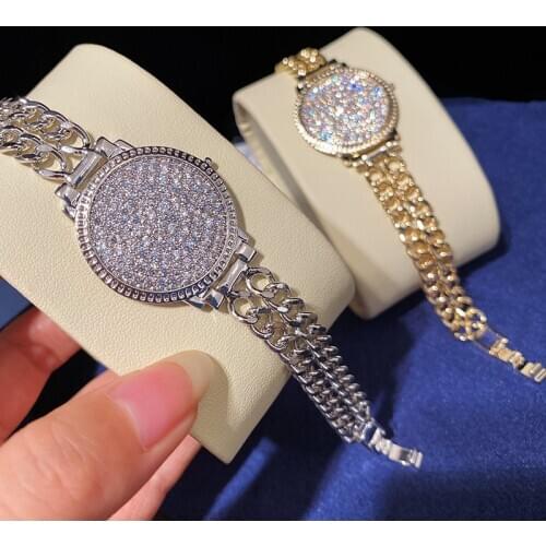 New Fashion Luxury Classic Punk Chain Bracelets For Women Gold Silver Color Rhinestone Charm Bracelet Simple Trendy Jewelry Gift