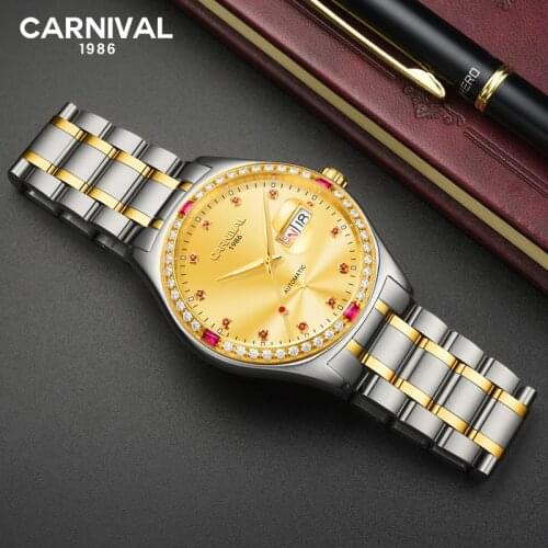Relogio Masculino Swiss CARNIVAL 2021 New MIYOTA Automatic Watch Men Double Calendar Waterproof Sapphire Mens Mechanical Watch