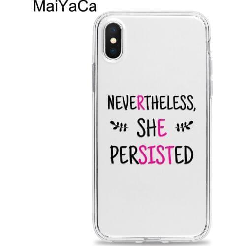 Resist Phone Case for iPhone 12 mini 11 Pro Max XS XR X 8 Plus 7 SE 2020 6S Nevertheless She Persisted Feminist Clear Cover