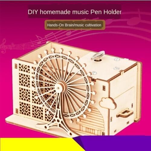 Diy Wooden Toy Music Pen Holder Assembly Model Puzzle Jigsaw Creative Decompression Crafts Gifts Ornaments P289