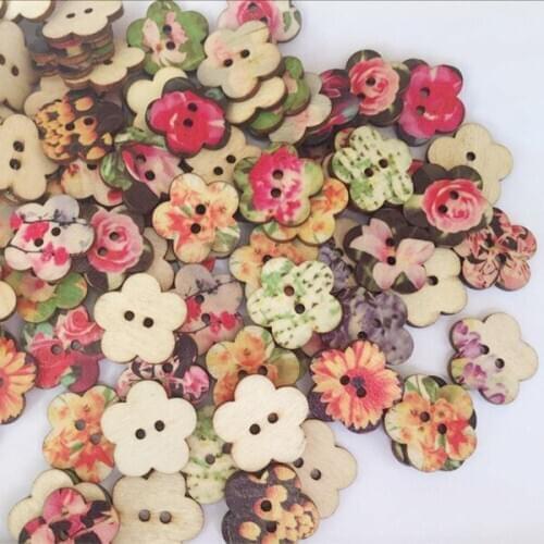 Wood seam button scrapbooks plum two holes pattern of 25 mm Dia, 50 PCS new technology