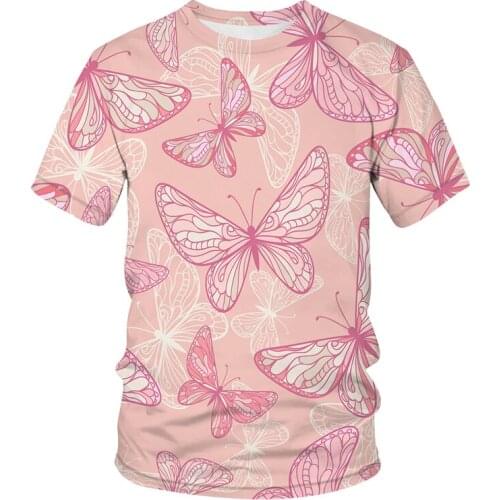 New Cartoon butterfly printing Mens T-shirt 3DT-Shirts Summer Fashion Tops O-Neck Shirt Boy Clothing Large Size Street Clothing