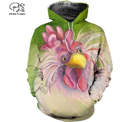 PLstar Cosmos Artistic Farm Chicken 3D Printed Hoodies Sweatshirts Zip Hooded For Men And Women Casual Streetwear Style-C9