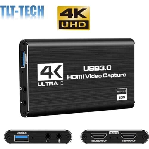 Audio Video Capture Card 4K HDMI to USB 3.0 Capture Card 1080P 60fps Live Streaming Game Recorder Device for PS4