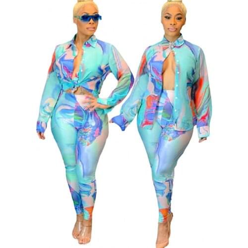 Two Piece African Sets For Women 2021 New African Print Elastic Bazin Baggy Pants Rock Style Dashiki Sleeve Famous Suit For Lady