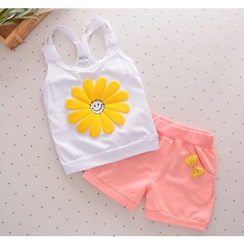Summer Girls 2Pcs Set Toddler Clothes Baby Girls Cute Top+ Shorts Sport Suits Baby Girls Summer Clothing Set
