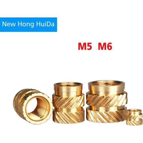 M5 M6 30Pcs Brass Knurled Nut Copper Hot Melt Thread Inset Nut Heating Molding SL-type Double Twill Knurled Injection Brass Nut