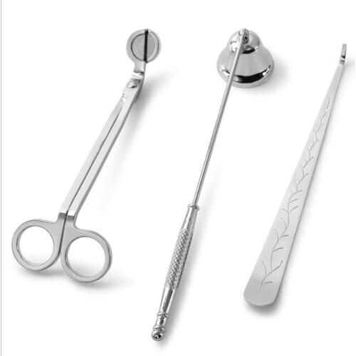 20sets Candle Accessory Gift Pack 3 in 1 Set Stainless Steel Candle Bell Snuffers Wick Trimmer Candle Wick Dipper 3pcs/set #3630