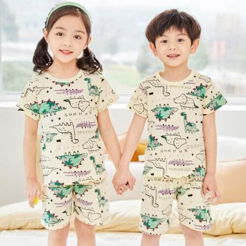 New Summer Baby Clothes Suit Boys Girls Cartoon T-Shirt Shorts 2pcs/set Toddler Casual Clothing Kids Children Dinosaur Pajamas