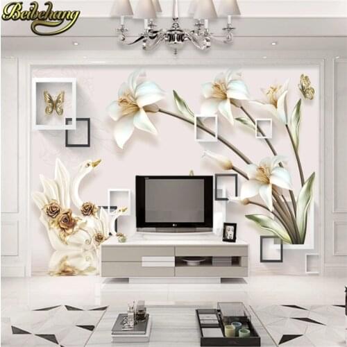 Beibehang Embossed jewelry lily modern simplicity Tv background wall paper 3d wallpaper mural murals papel de parede wallpaper