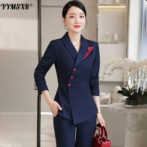 Large Size Autumn and Winter Professional Suit Temperament Overalls 2021 New Slim Single-breasted Ladies Blazer Casual Trousers