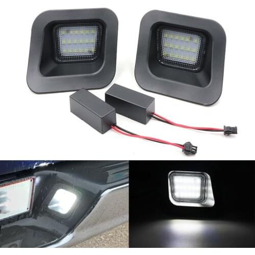 Niscarda 2pcs License Plate Light For Dodge RAM 1500 2500 3500 2003-2015 18 LED White Bulb Smoke Lens Illumination Lamp