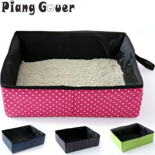 Dot Portable Cat Bedpans Outdoor Travel Pet Foldable Cat Litter Pan Oxford Puppy Kitten Toilet Training Bedpan