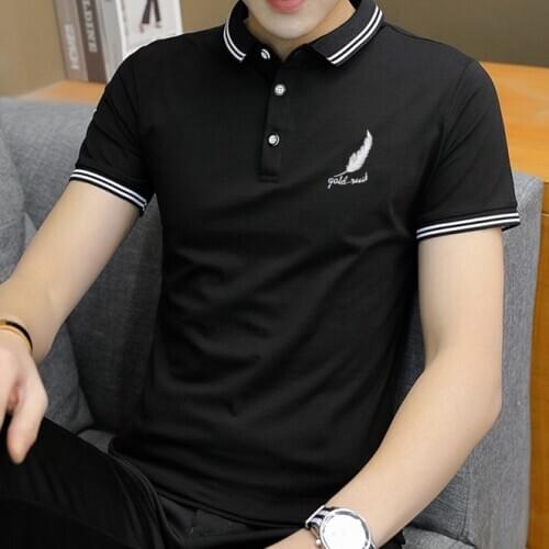 2021 Summer Casual Polo Shirt Men Short Sleeve Turn Down Collar Slim Fit Sold Color Polo Shirt For Men Plus Size