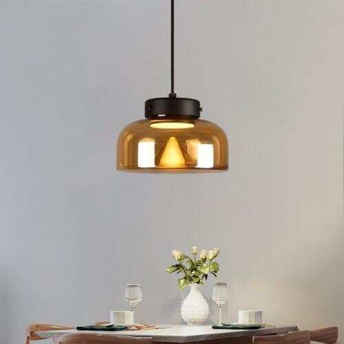 Nordic Stained Glass Pendant Lights Modern Led Hanging Lamp Dining Room Light Fixtures Kitchen Suspension Luminaire Home Decor