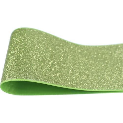 T.R RIBBON 3'' 75mm solid full glitter grosgrain sparkle sprayed ribbon Gift Wrap ribbon 550 Apple green 10yards