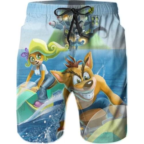 High quality Quick Dry Summer Mens Crash Bandicoot Siwmwear Beach Board Shorts For Man Swimming Shorts Beachwear