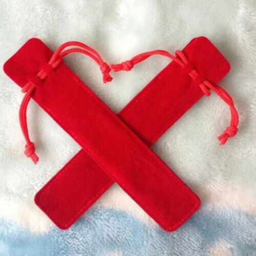 High quality pencil gift bag 3.5*17cm red velvet ballpen pouch drawstring jewelry Fountain pen storage and packaging bag