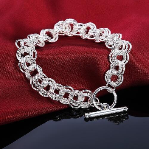 Fine jewelry for women men chain fashion retro round bracelets silver color high quality jewelry Christmas gift H023