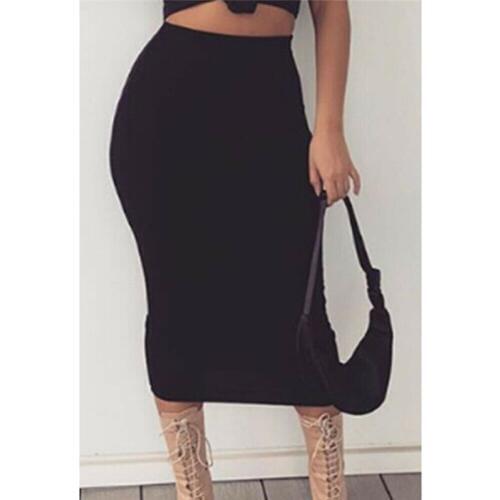 Fashion Women Skirt Autumn Winter Office Lady Midi Pencil Skirt Stretch Bodycon Tube Womens Ladies Plain Skirts Solid Skirts