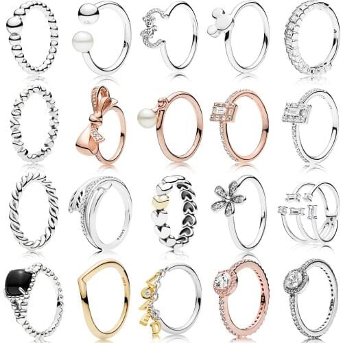 NEW 2019 100% 925 Sterling Silver Rose Gold Shine Love Script Shards of Sparkling Ring for Europe Women Original Fashion Jewelry