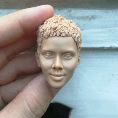 1/6 Halle Berry Unpainted Head for 12''Female Body Action Figures Short Hair