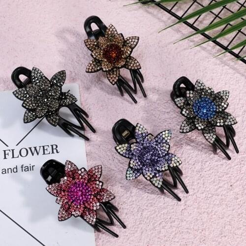 1Pc Rhinestone Flower Duckbill Hair Claws Hair Clips DIY Hair Styling Tools Accessories For Women Ponytail