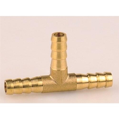 10 pcs Tee Pipe Fitting 6 8 10 12 14 16 19 mm Barb Hose Copper Quick Coupling Straight Head Straight Water Pipe Pet Garden House