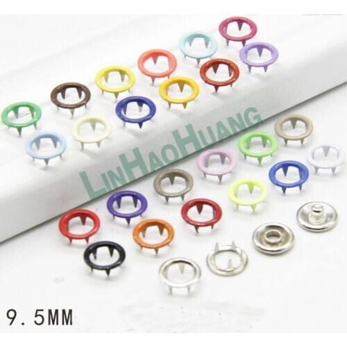 100set/lot 4 part buttons #222 9.5mm prong snap fastener with multiple color ring cap 2016042701
