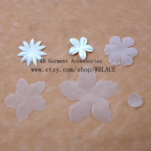100pieces/lot off white/pink Seven kinds of graphic fabric flowers diy sew-on gramet decoration accessories