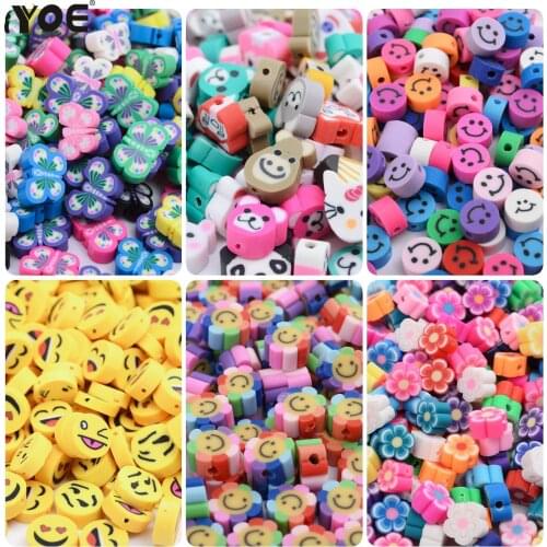 30pcs/lot Fruit Animal Polymer Clay Beads Heart polymer Star Eye Butterfly Spacer Clay Beads for Jewelry Making Bracelet Earring