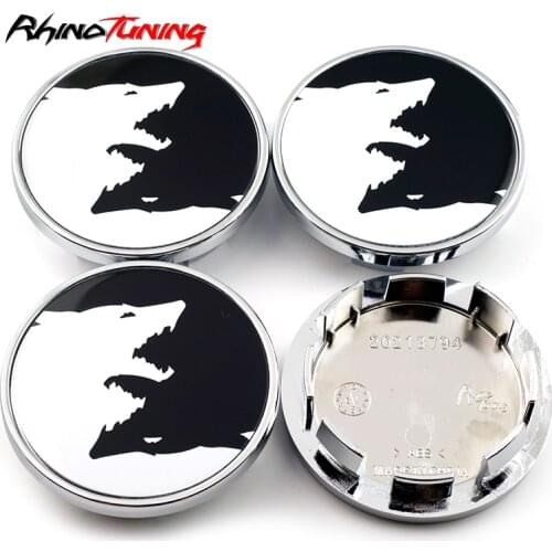 4Pcs 66mm /55mm Car Wheel Center Cap Black And White Wolf For #3B7601171 #5G0601171Aluminum Black /Sliver Auto Accessories