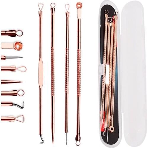 4pcs Blackhead Remover Pore Cleaner Comedone Acne Removal Kit Pimple Extractor Tool Nose Facial Skin Care Needles Face Beauty