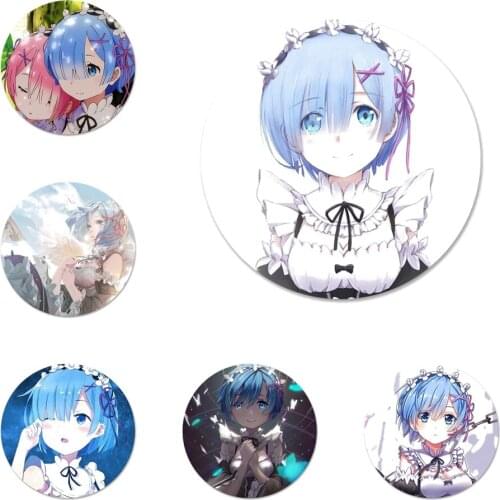 58mm ReZERO Ram Rem Brooch Pin Cosplay Badge Accessories For Clothes Backpack Decoration Gift