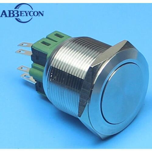 5pcs/Lot 28mm 4pins momentary stainless steel 28mm 1NO1NC Waterproof push button switch 220V metal shell non-illuminated switch