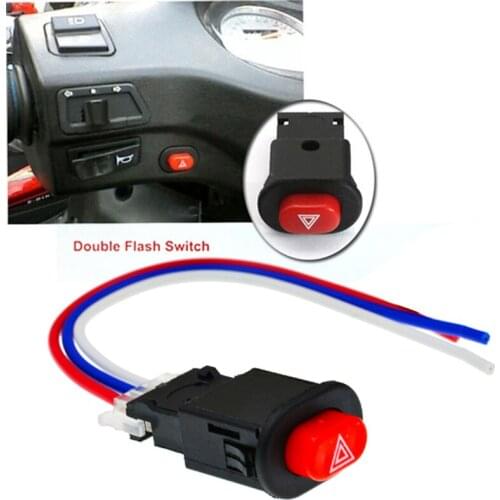 1 Pcs Warning Flasher Emergency Signal w/3 Wires Lock Motorcycle Hazard Light Switch Double