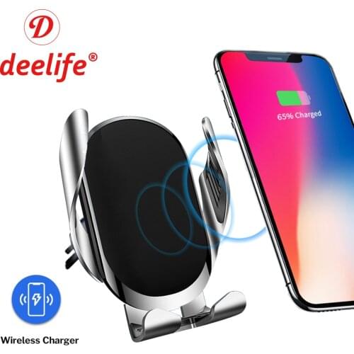 Deelife 15W QI Car Phone Holder Wireless Charger Mobile Support Auto Dashboard Telephone Mount Stand for Cellphone