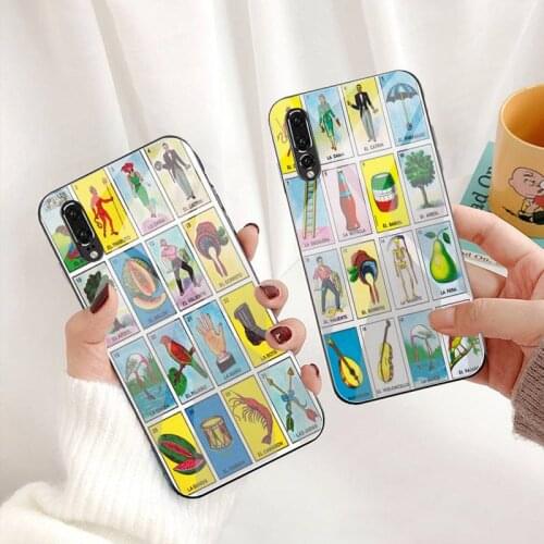 Mexican Bingo Loteria Phone Case Tempered Glass For Huawei P30 P20 P10 lite honor 7A 8X 9 10 mate 20 Pro