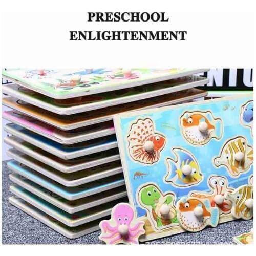 Wooden Nail Baby Animal Digital Hand Grasping Board Wooden Childrens Three-dimensional Jigsaw Puzzle Toy