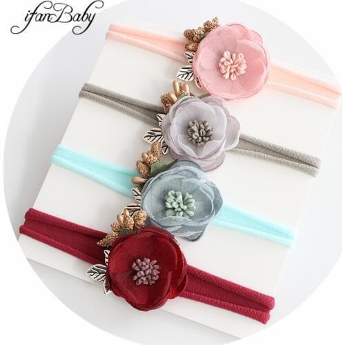 Kids nylon headband Girl flower headband accessories Boutique elastic strench headwear