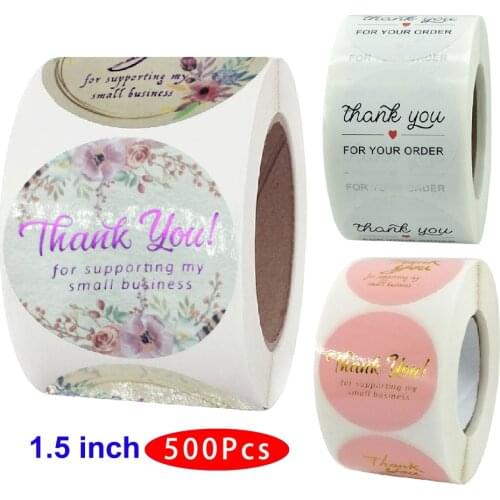 1.5’’ 500Pcs Aesthetic Cute Thank You Sticker Support My Small Business Your Order Great Taste Handmade Love Supply Seal Label