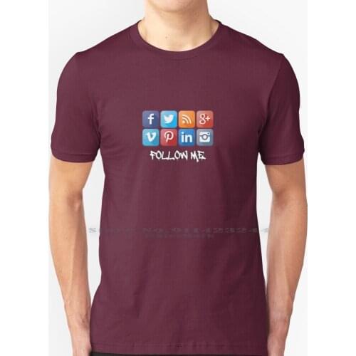Follow Me....in Color T Shirt 100% Pure Cotton Instagram Pinterest Facebook Linkedin