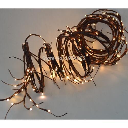 Soft Willow Twig Garland 12Ft Bendable Branch 160 PCs LED Warm White Color Electric Plug in Type with 24V Adaptor, 3m Lead wire