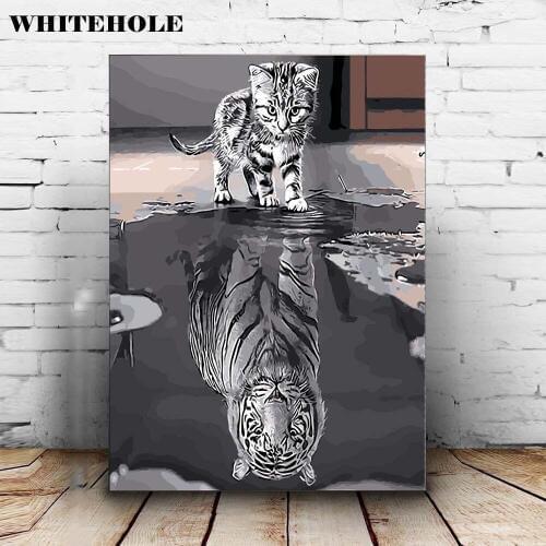 DIY Framed Oil Painting By Numbers Animal Picture Wall Art Canvas Painting Wall Pictures For Living Room Home Decor