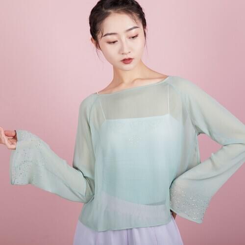 Classical Dance Costume For Adult Modern Dancewear Dancer Outfit Fairy Ballerina Clothes Ballet Tutu Dance Sheer Top JL2280