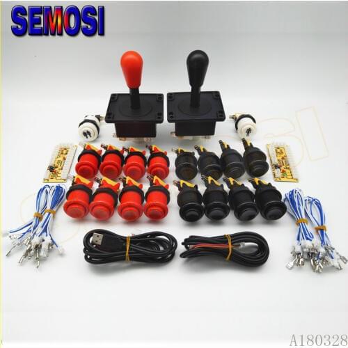 Happ Type Arcade Joystick Button DIY Kit for Jamma Mame USB Zero Delay USB Encoder 8 Way Stick Push Buttons