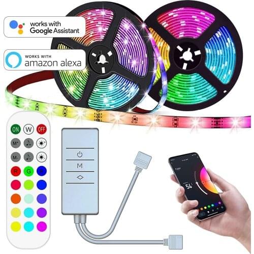 LED Strip Light Kit Smart Custom 12V Rgb Flexable Strips New wifi Alexa Voice 24key rf remote Control rgb led Strip Light Kit
