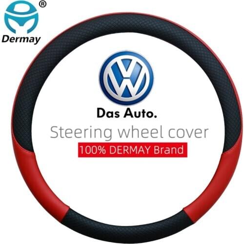 100% DERMAY Brand Leather Car Steering wheel Cover for VW Golf 2 3 4 5 6 7 MK2 MK3 MK4 MK5 MK6 MK7 Gti Auto interior Accessories