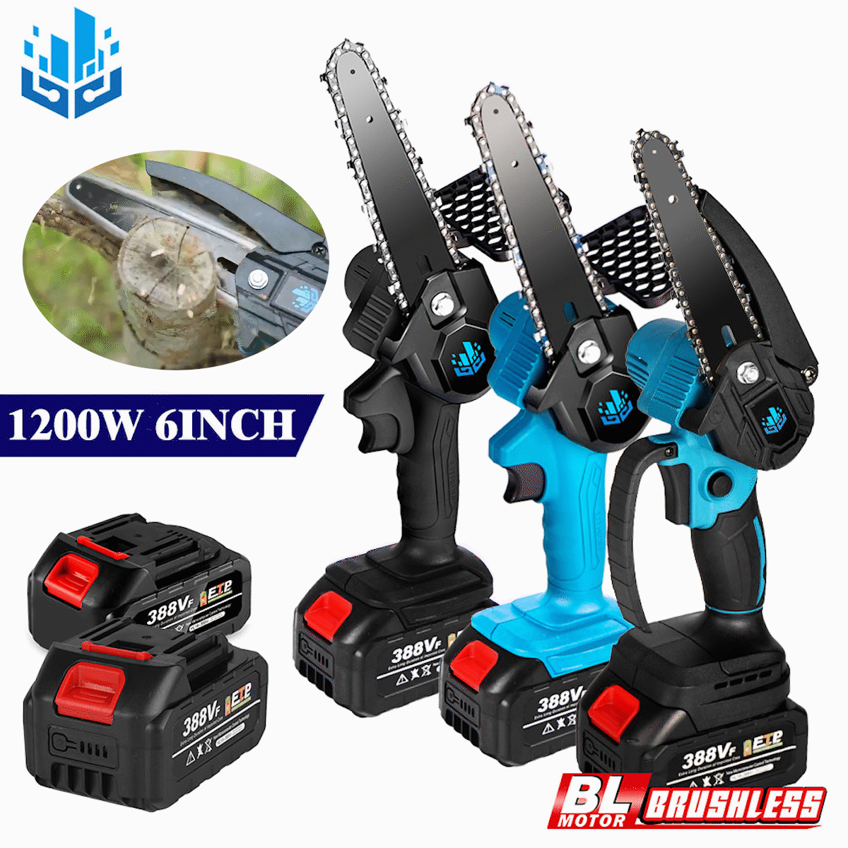 6 Inch 1200W Mini Pruning Saw Electric Chain Saws Removable For Fruit Tree Garden Trimming With Lithium Battery One-Handed